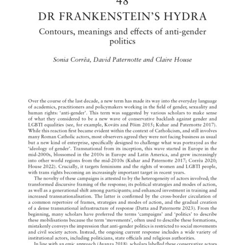 “Dr Frankenstein’s Hydra: Contours, meanings and effects of anti-gender politics”